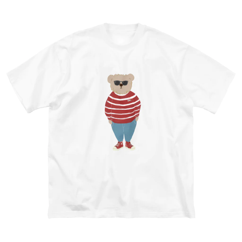 papiko くまさんの洋服を着てお出かけするクマさん　あか　シンプル Big T-Shirt