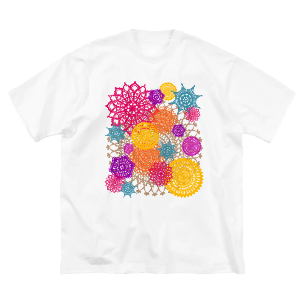 sandy-mのレースのお花畑 トロピカルカラー ビッグシルエットTシャツ