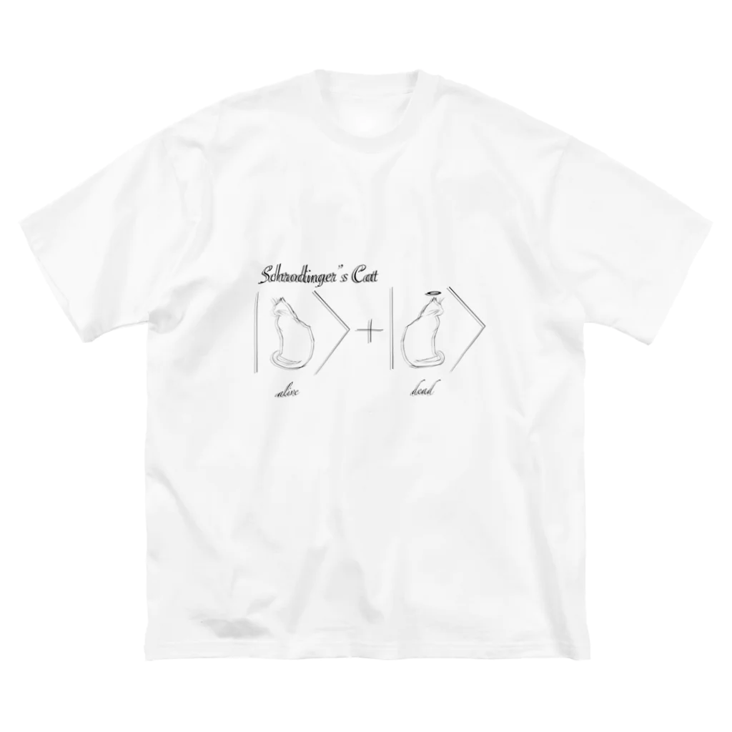 物理×数式×デザインのシュレディンガーの猫（状態の重ね合わせ） Big T-Shirt