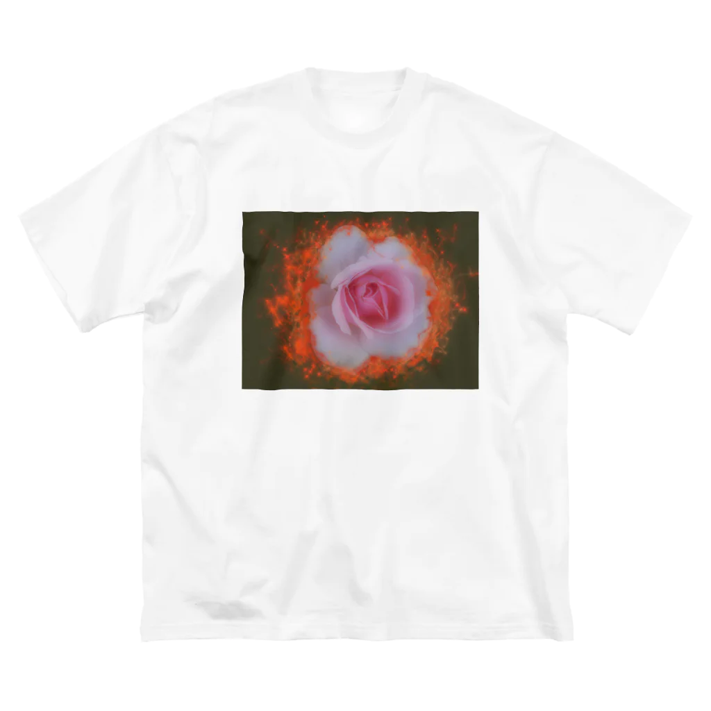 Unsight Blueのバラ　a burning rose1 ビッグシルエットTシャツ