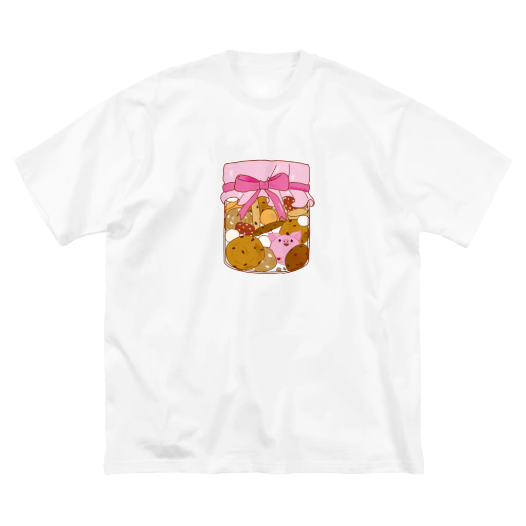 Draw freelyの瓶入りクッキーとぶたくん ビッグシルエットTシャツ