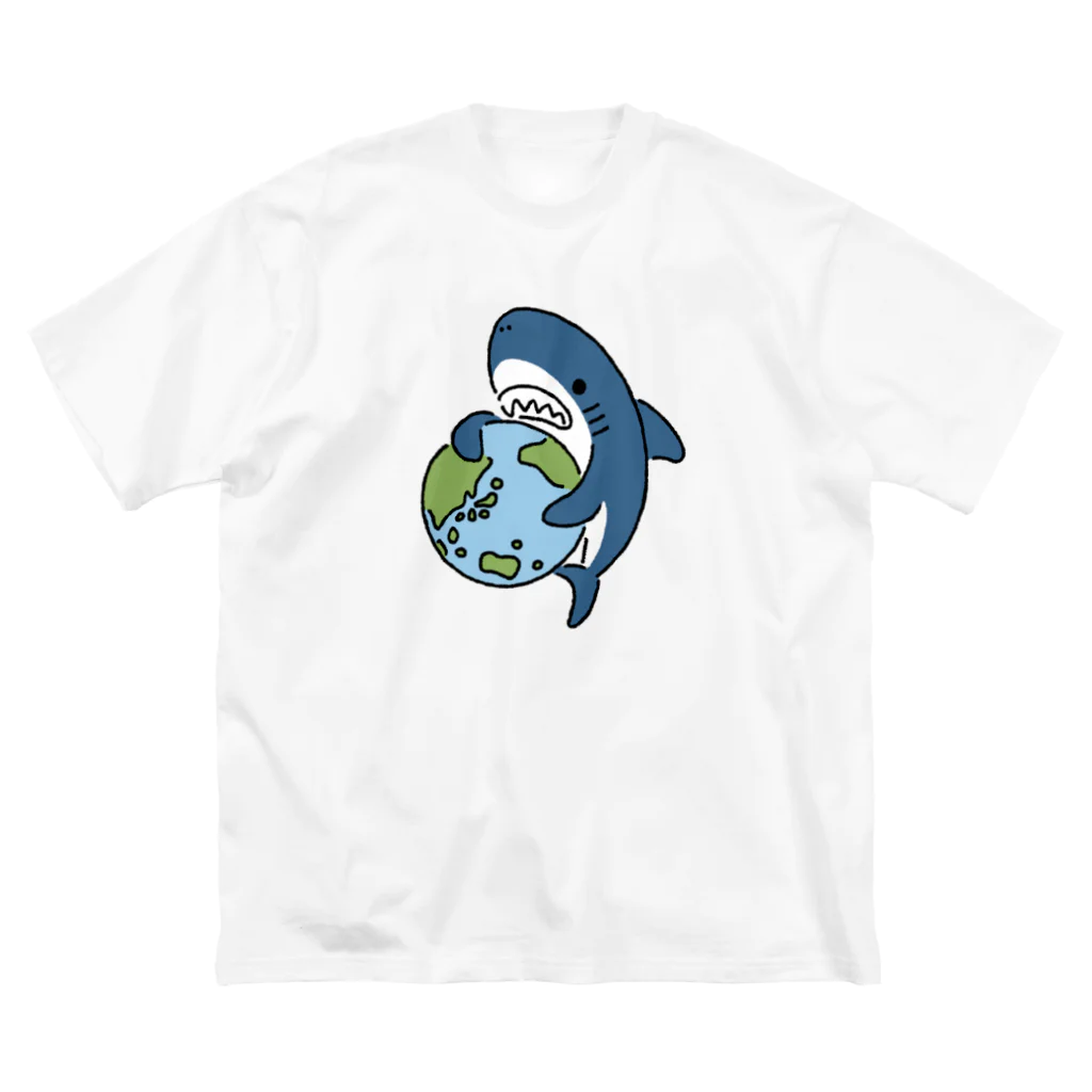 サメ わりとおもいの地球にやさしいサメ ビッグシルエットTシャツ