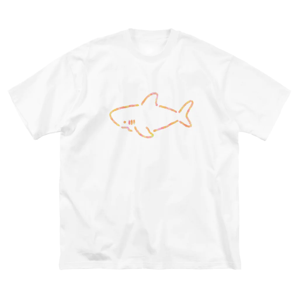 サメ わりとおもいのわりとシンプルなサメ2021ピンク系Ver. ビッグシルエットTシャツ
