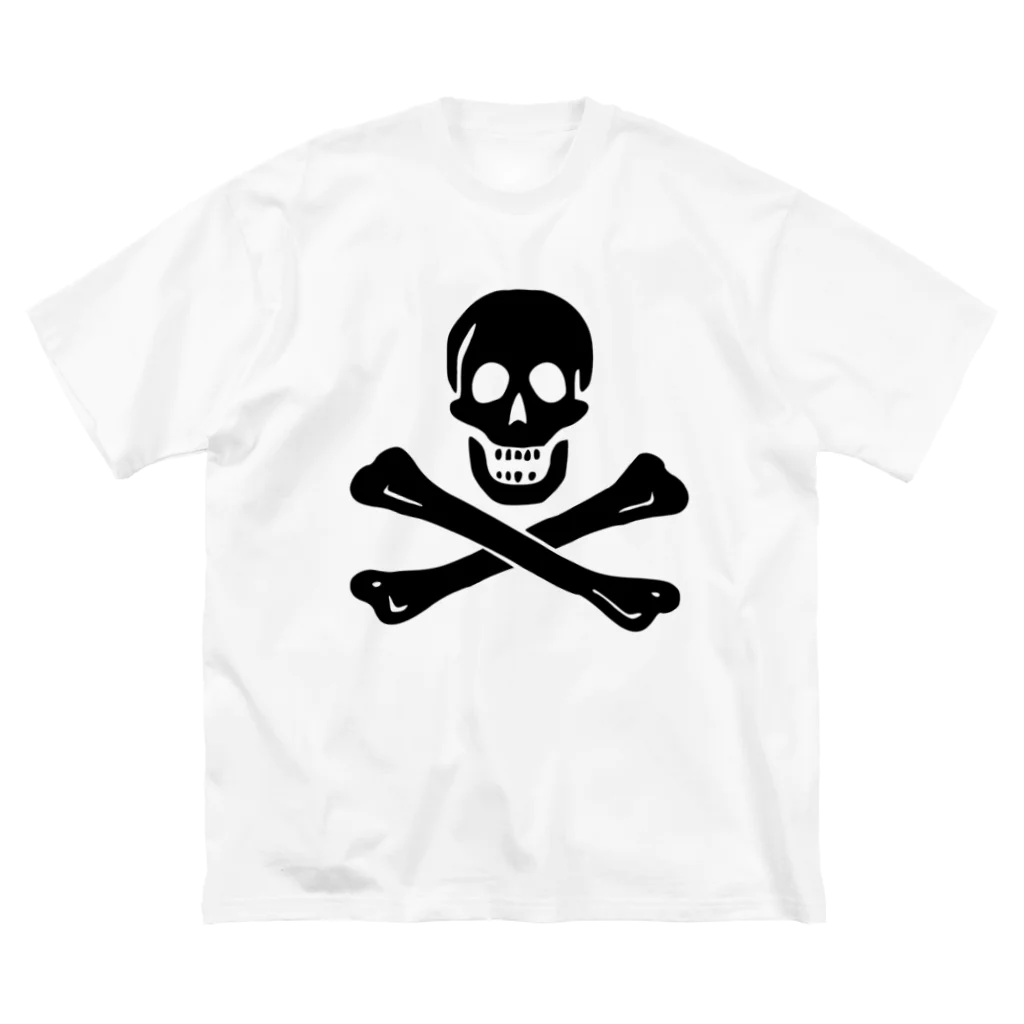 DRIPPEDの海賊旗スカル-Jolly Roger サミュエル・ベラミーの海賊旗-黒ロゴ ビッグシルエットTシャツ
