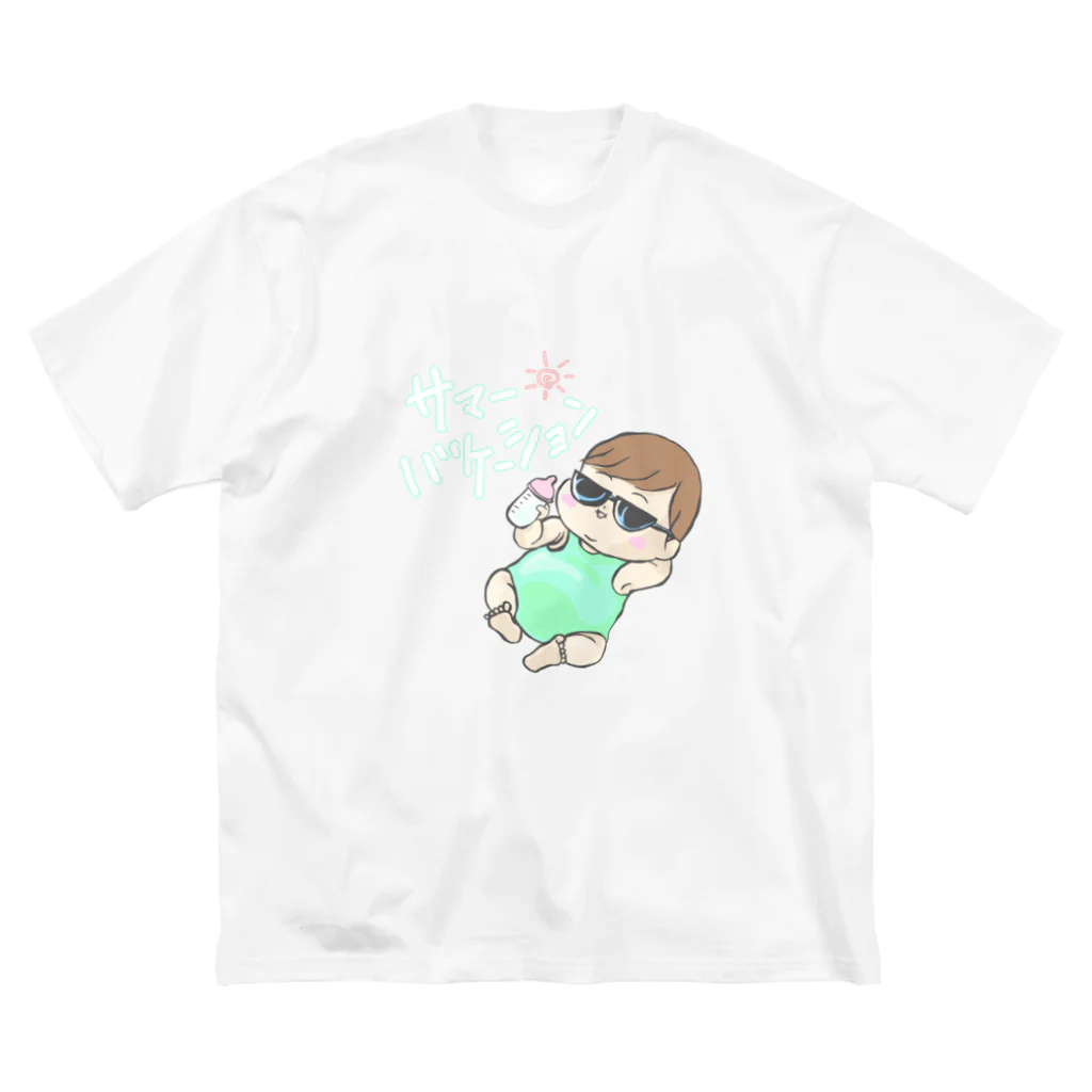 ものものことばの夏休みベイビー ビッグシルエットTシャツ