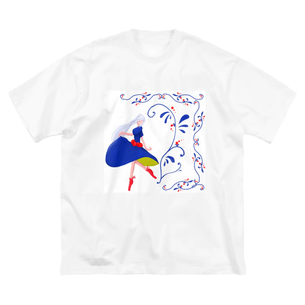 朝ILLUSTRATIONの赤い靴 ビッグシルエットTシャツ