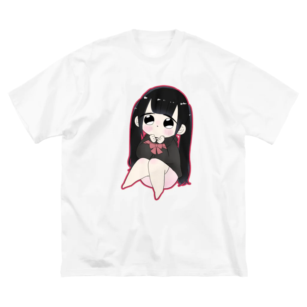 さくらの黒髪リボンの少女 ビッグシルエットTシャツ