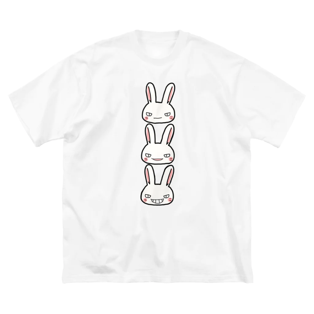 シシシFRIENDSのシシシうさぎ　顔３つ ビッグシルエットTシャツ