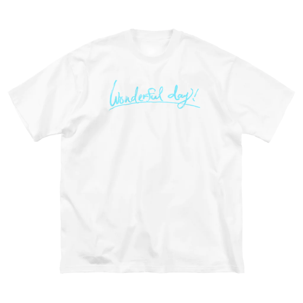 Let's have a wonderful day!のWonderful day Tシャツ　青 ビッグシルエットTシャツ