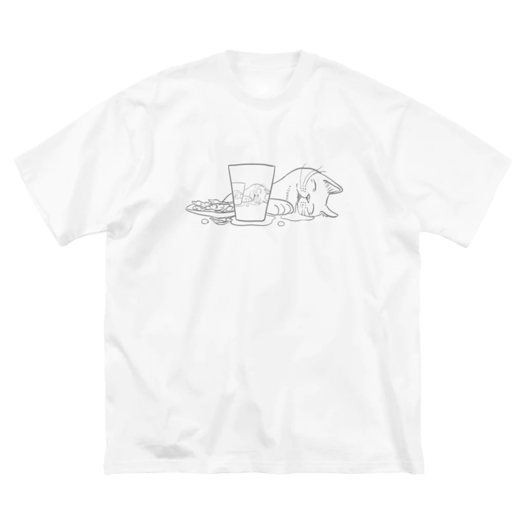 nya-mew（ニャーミュー）のへべれけ猫 ビッグシルエットTシャツ