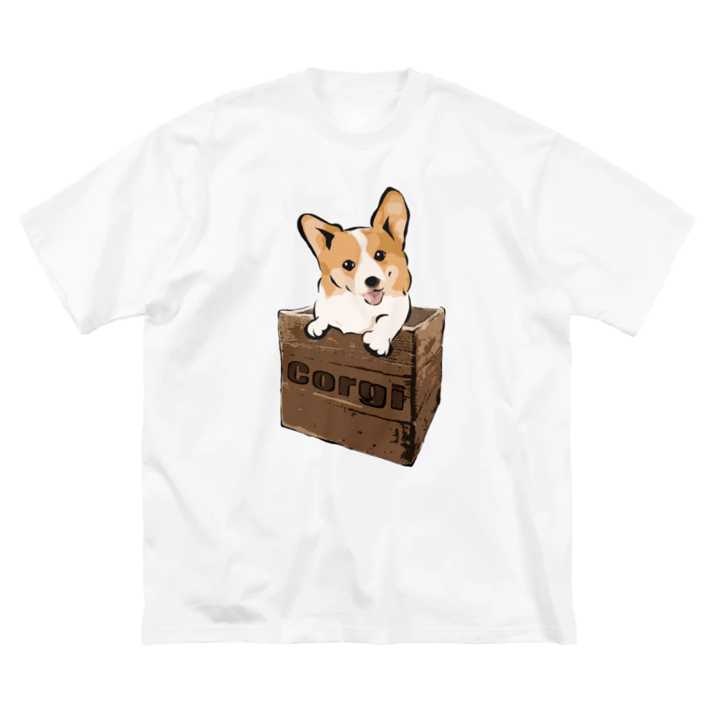 犬グッズの店しえるぶるーの箱入りコーギー ビッグシルエットTシャツ