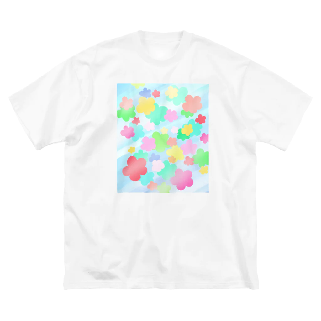 まいにち大変だけどほのぼのって大事のクリスタルフラワー(花柄） Big T-Shirt