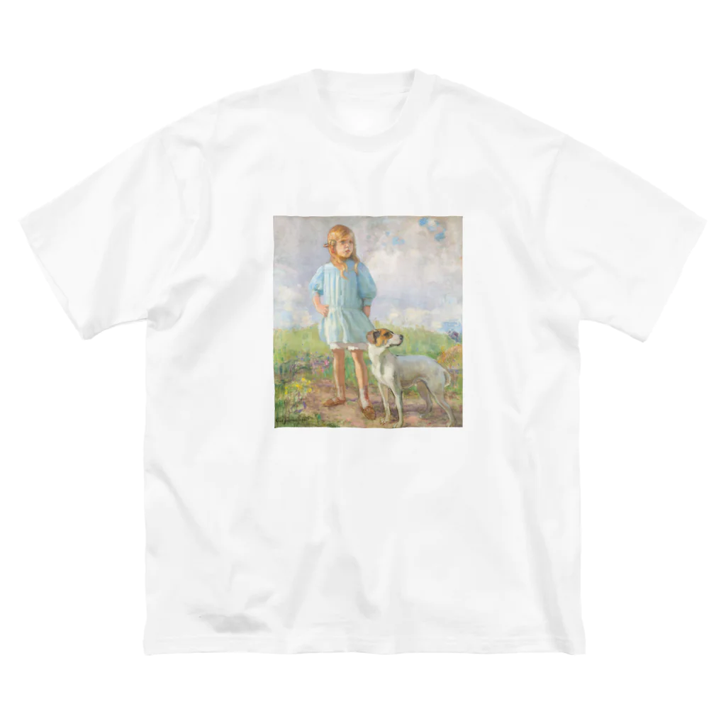 tarinaiのエーロ・ヤーネフェルト「少女と犬」 ビッグシルエットTシャツ