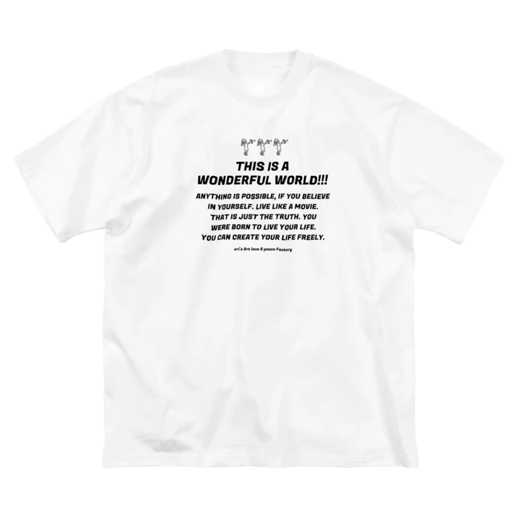 eri's Art love & peace FactoryのLOGO-01-black ビッグシルエットTシャツ