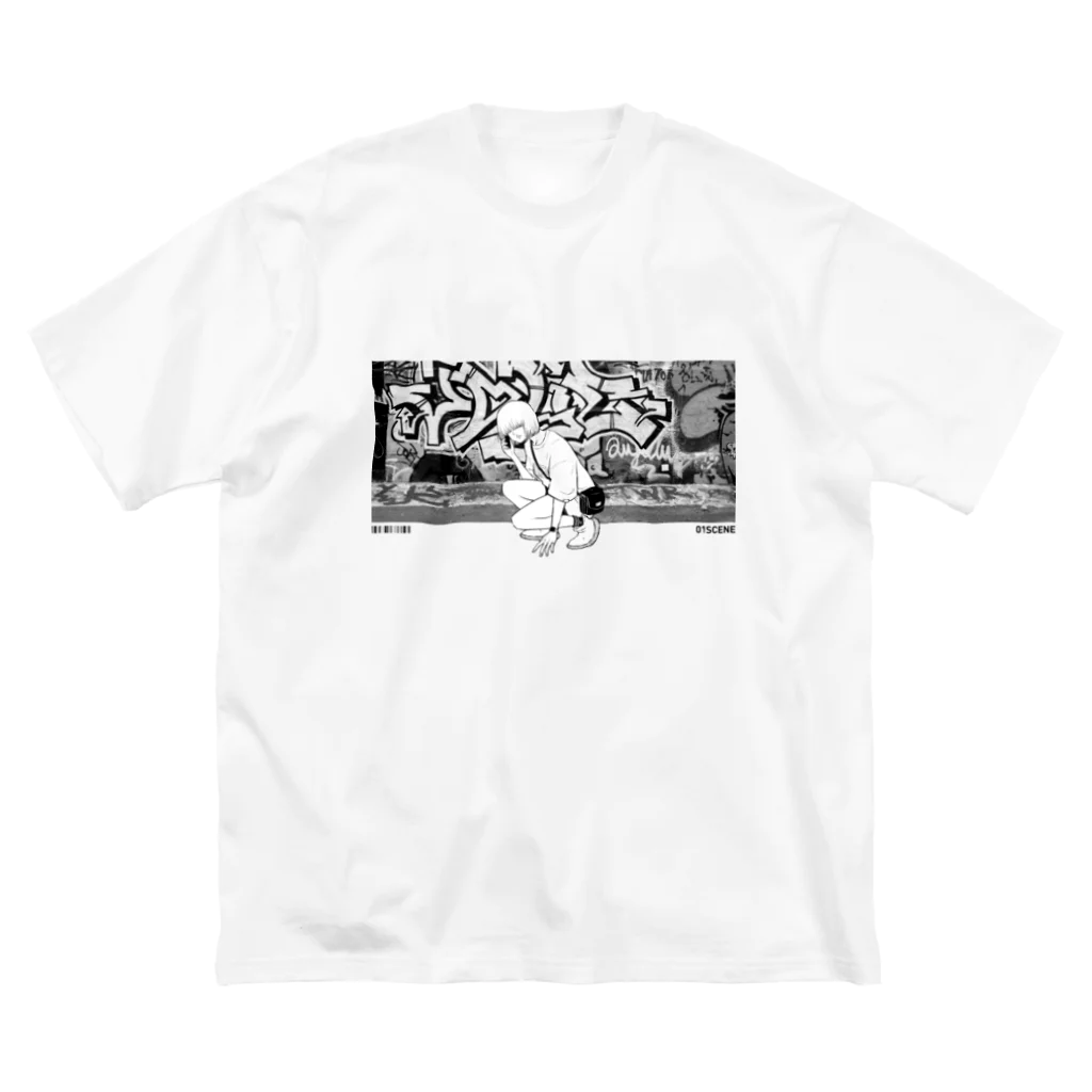 syu01の01SCENE-002 - White ビッグシルエットTシャツ