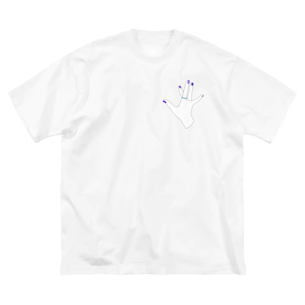 ウキグサ書店・雑貨部の青み紫　ネイル ビッグシルエットTシャツ