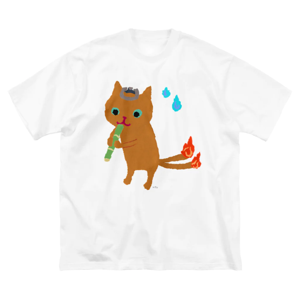 おばけ商店のおばけTシャツ＜でっかい五徳猫＞ ビッグシルエットTシャツ