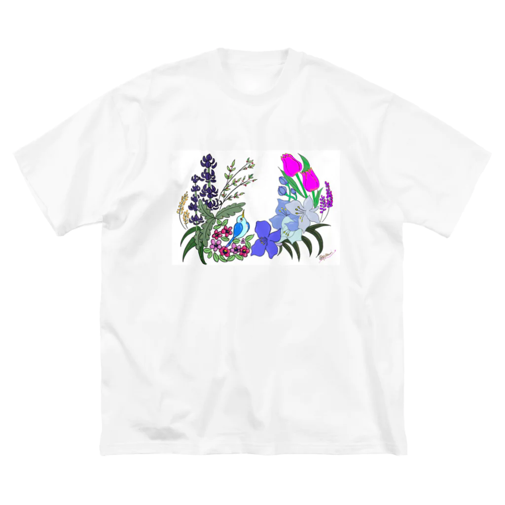 ORIちゃんの花鳥 ビッグシルエットTシャツ