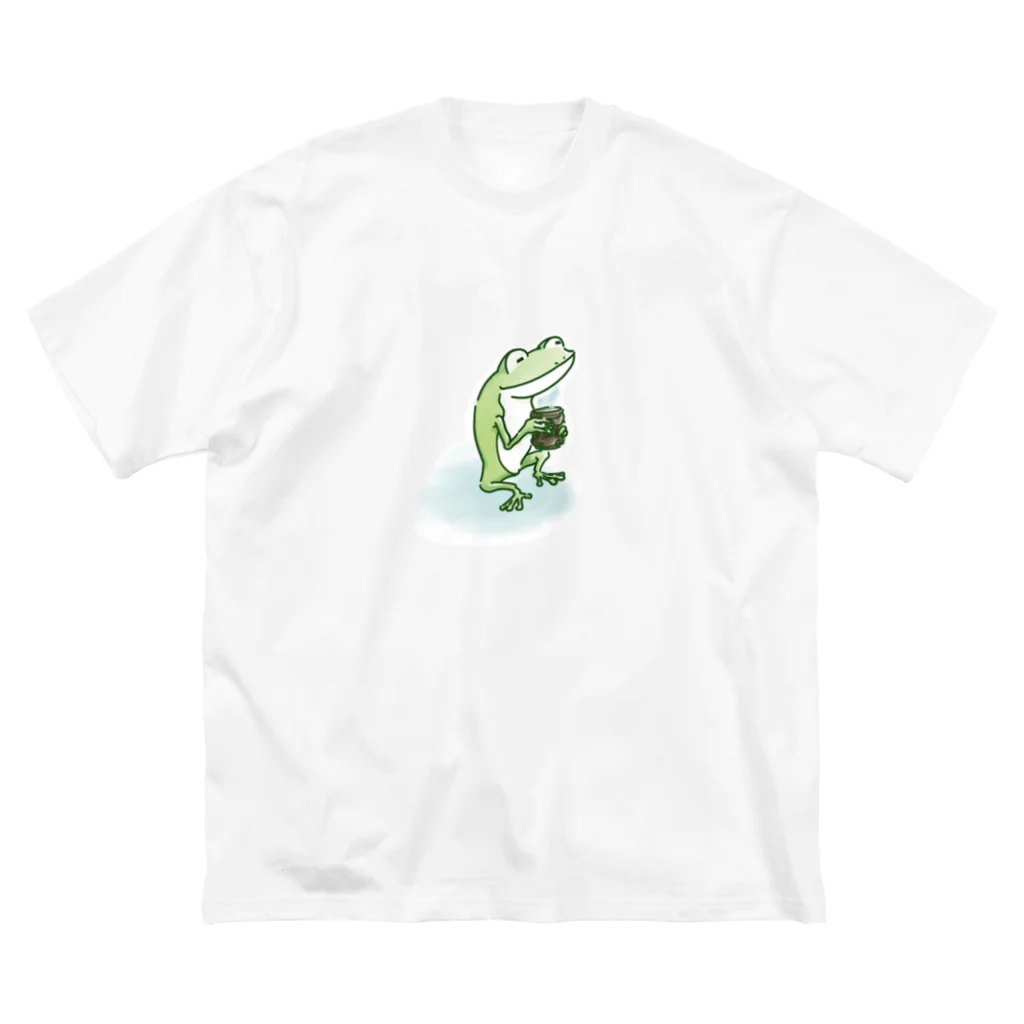 Poooompadoooourの宇田山茶舗(うたやまちゃほ) お茶飲みカエル ビッグシルエットTシャツ