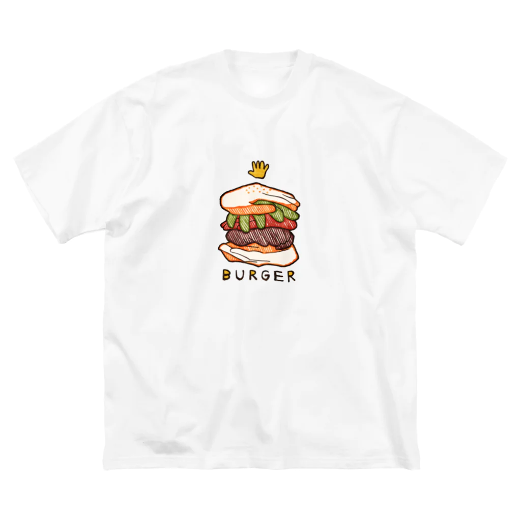 紅白饅頭の手デザイン・BURGER ビッグシルエットTシャツ