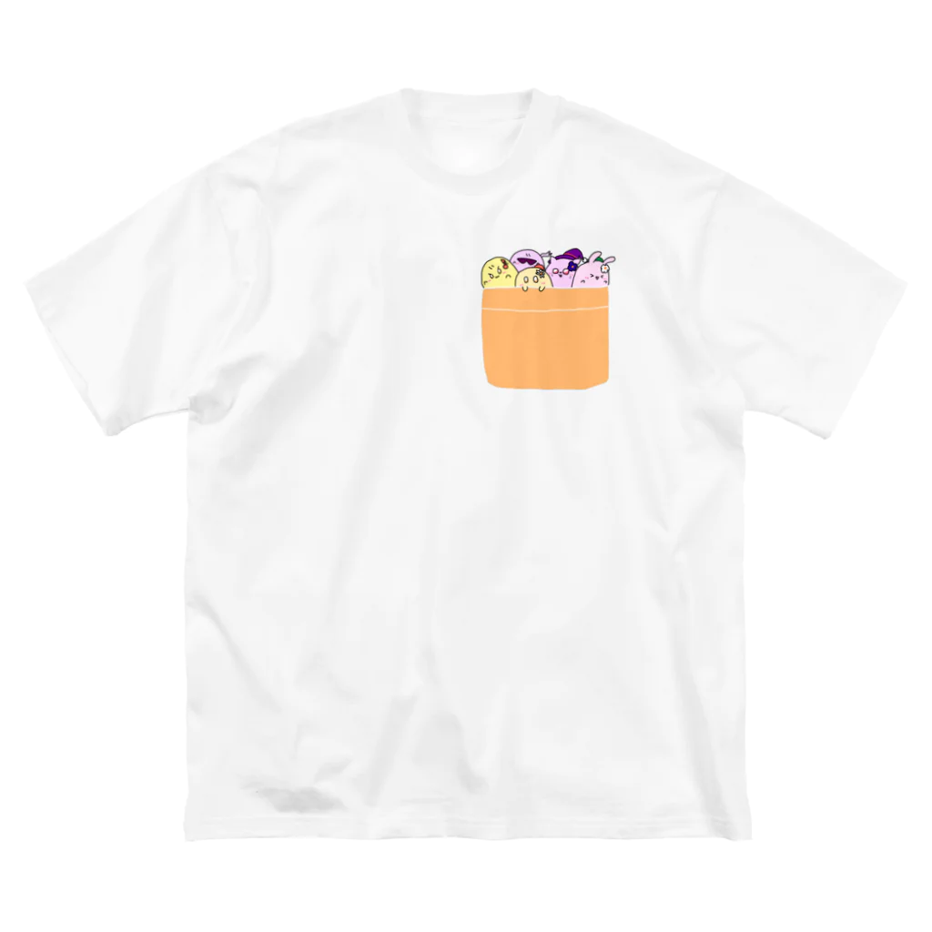 おばけベーカリーのポケットおばけ(オレンジ) ビッグシルエットTシャツ