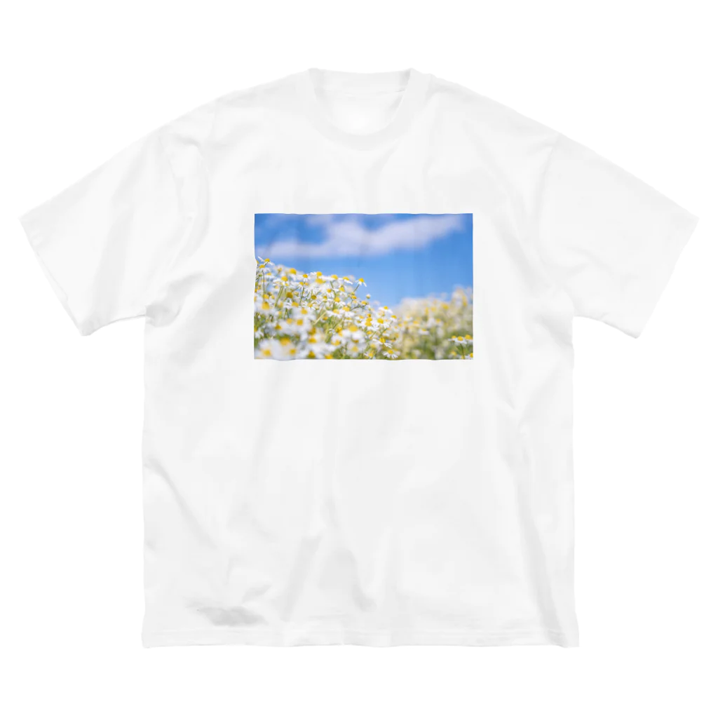 takashikickのカモミールと青空 ビッグシルエットTシャツ