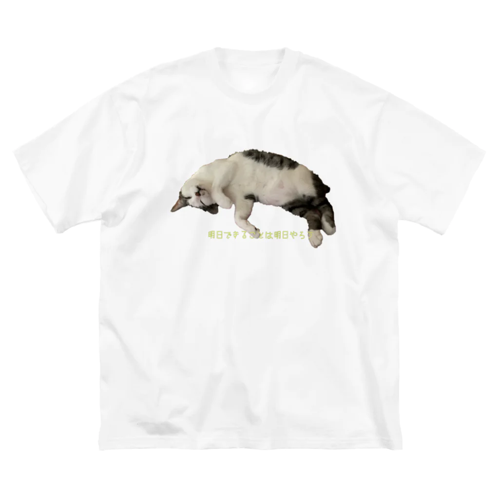 nekokaerumamaのやる気のない猫 ビッグシルエットTシャツ