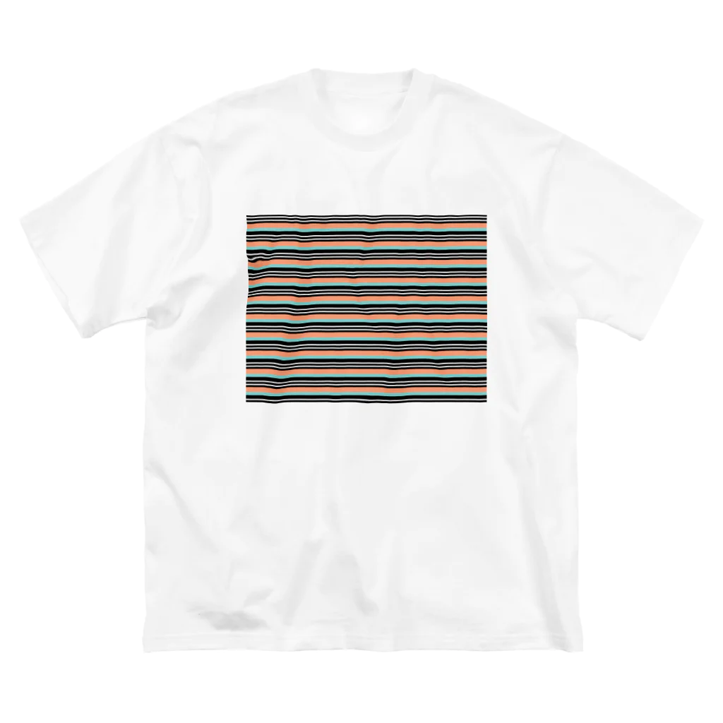 many many stripes.のボーダー水色ピンク ビッグシルエットTシャツ