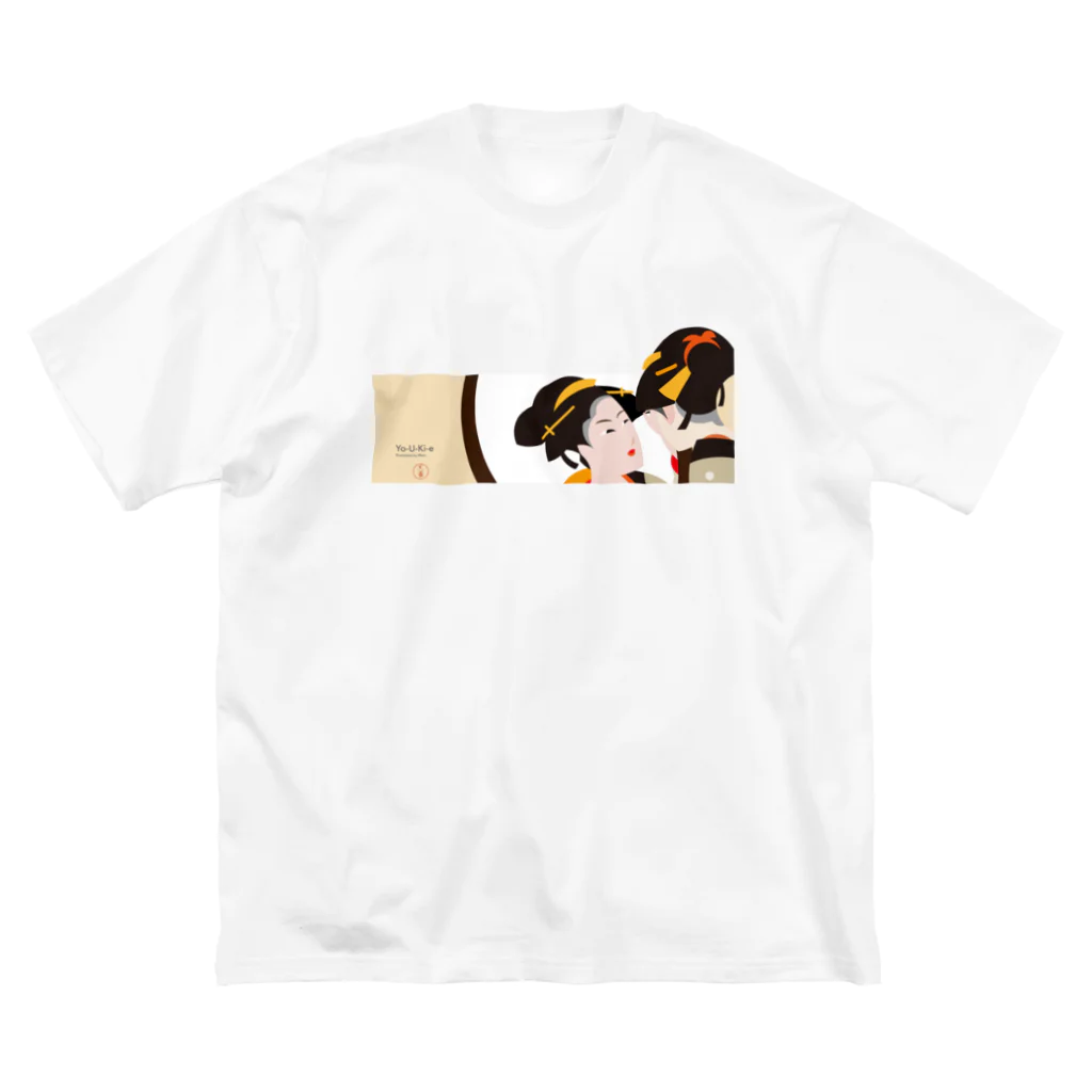 陽気絵屋(Yo-U-Ki-e, ya)-POP浮世絵のYo-U-Ki-e「姿見七人化粧」横型Tシャツ【浮世絵】 루즈핏 티셔츠