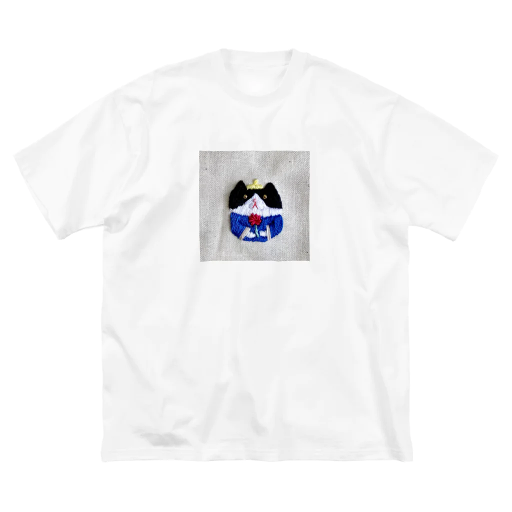 chimat.のお花をもった猫さん（Blue） Big T-Shirt