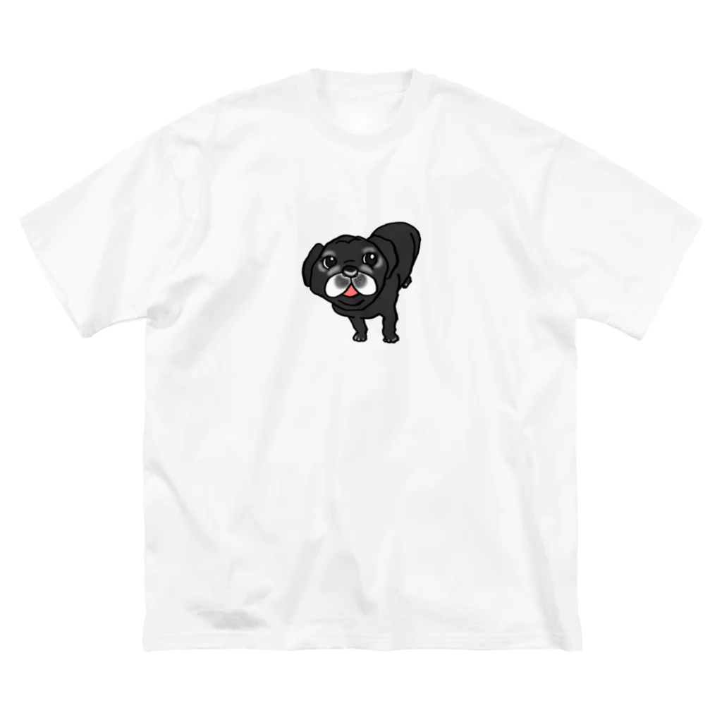 にしまやよの黒パグだが高齢のために白くなりつつあるよ ビッグシルエットTシャツ