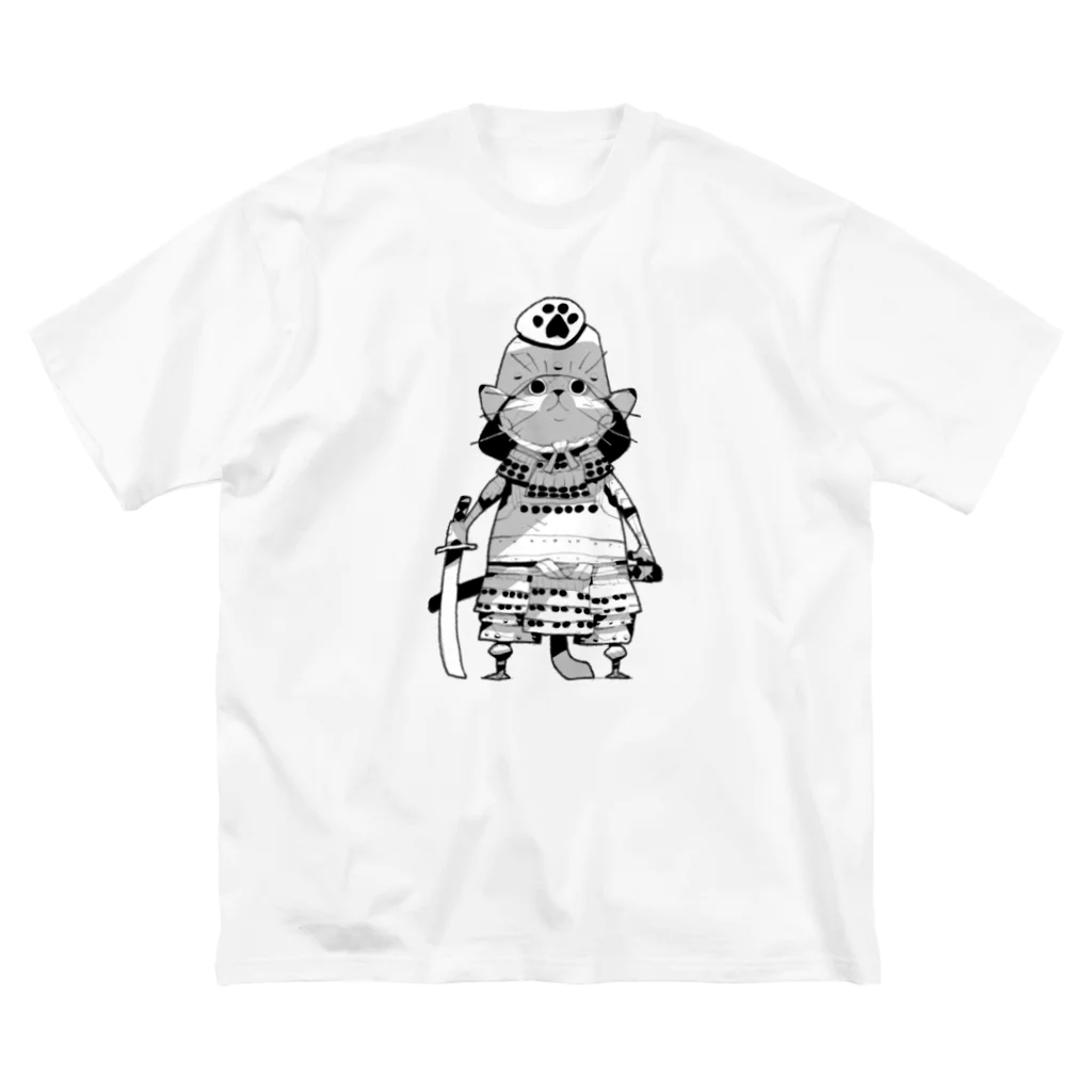 Satoshi MatsuuraのCat Samurai monochrome ビッグシルエットTシャツ