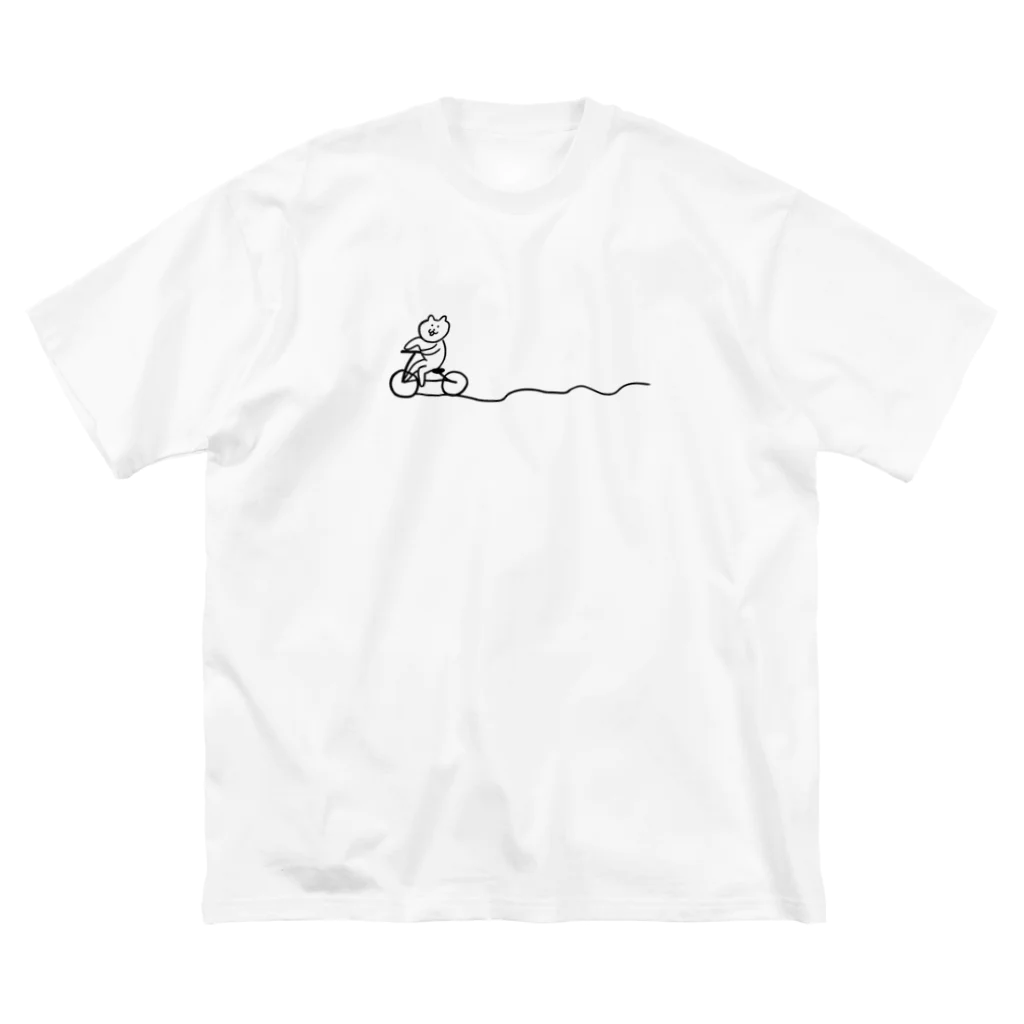 けちゃっぷごはんのお店の自転車ねこ（スイスイバージョン） ビッグシルエットTシャツ