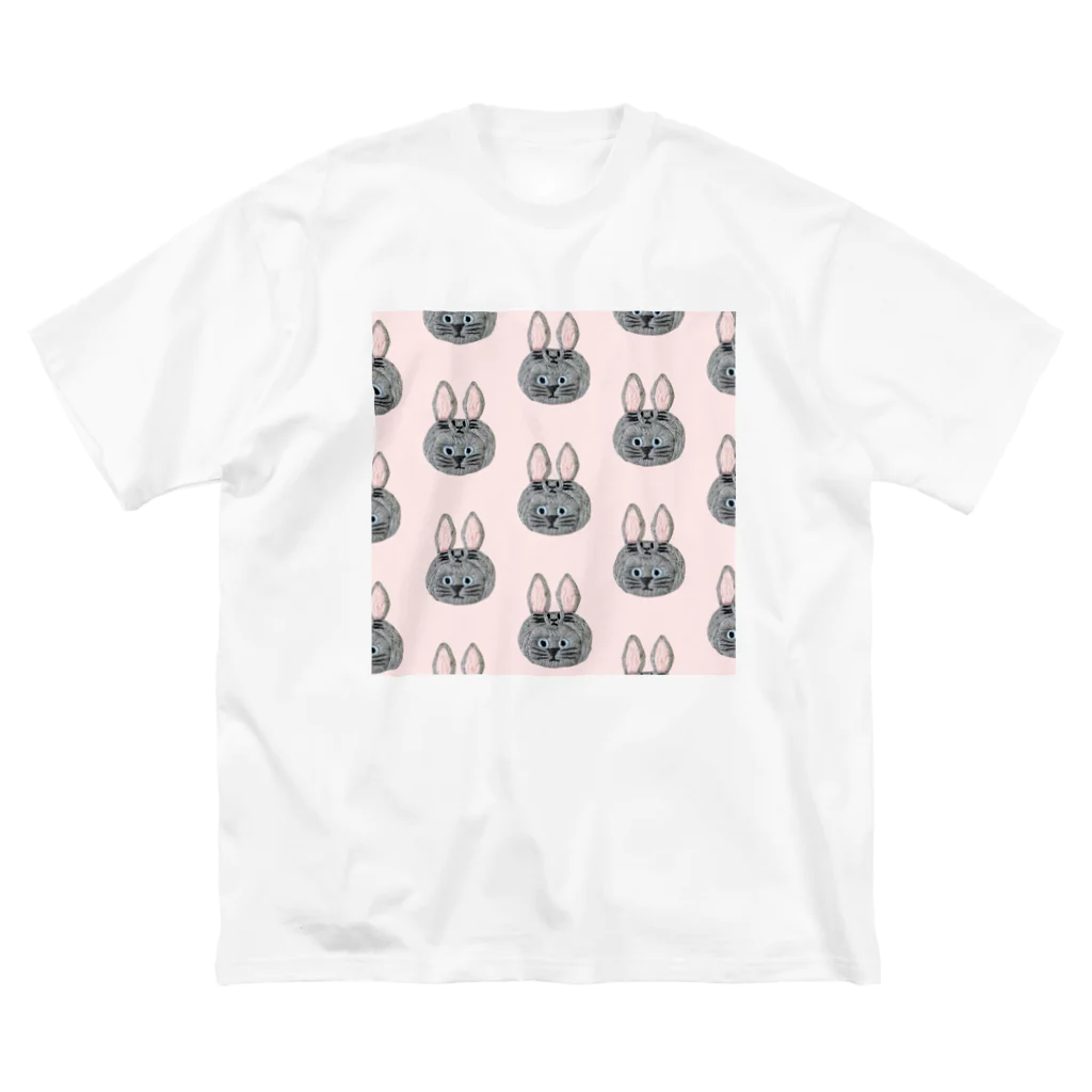 CHOPPIRIのかぶる猫[うさぎ(灰色)ver.](ロシアンブルー) ビッグシルエットTシャツ