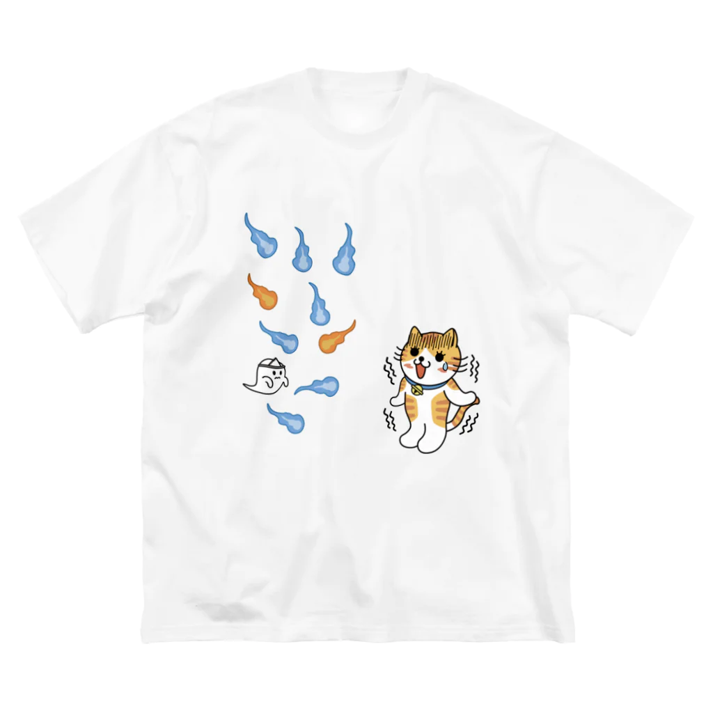 楽猫楽描しげ屋の人魂にゃんこ ビッグシルエットTシャツ