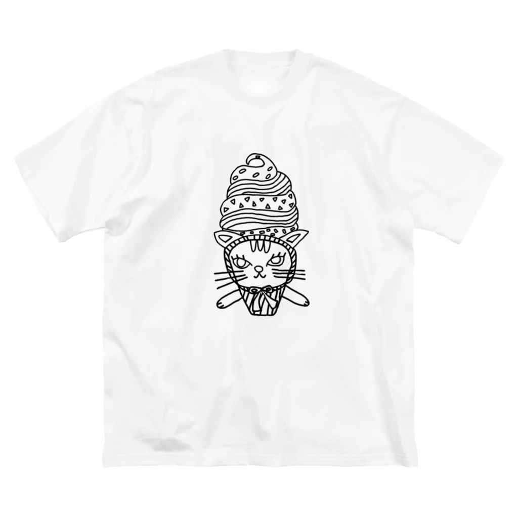 CREAMY YODAのソフトクリームモノクロネコ Big T-Shirt