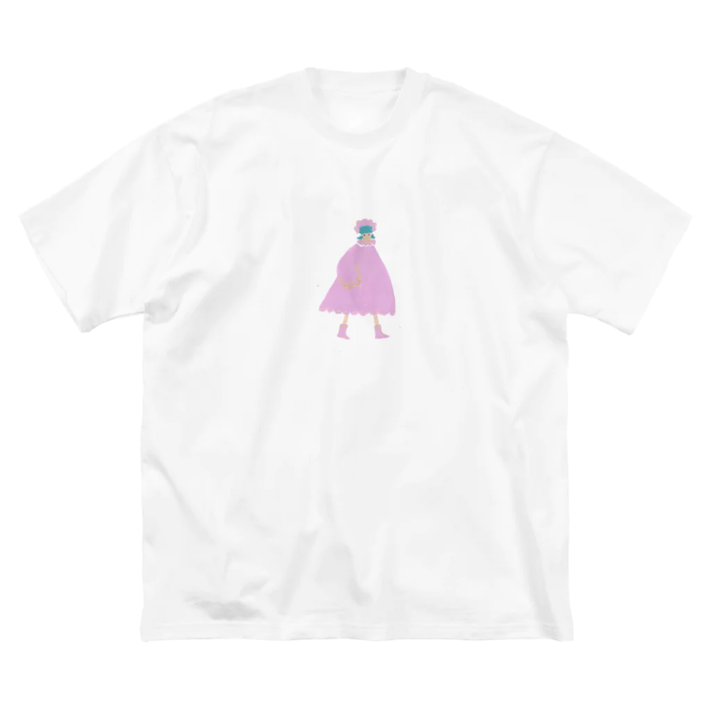 ぼんやり雑貨店のてくてくガール・ピンク Big T-Shirt