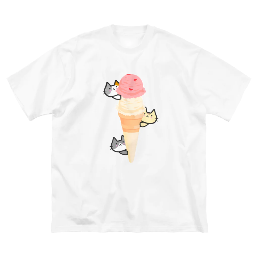 めいぷるのアイスクリームにゃ ビッグシルエットTシャツ