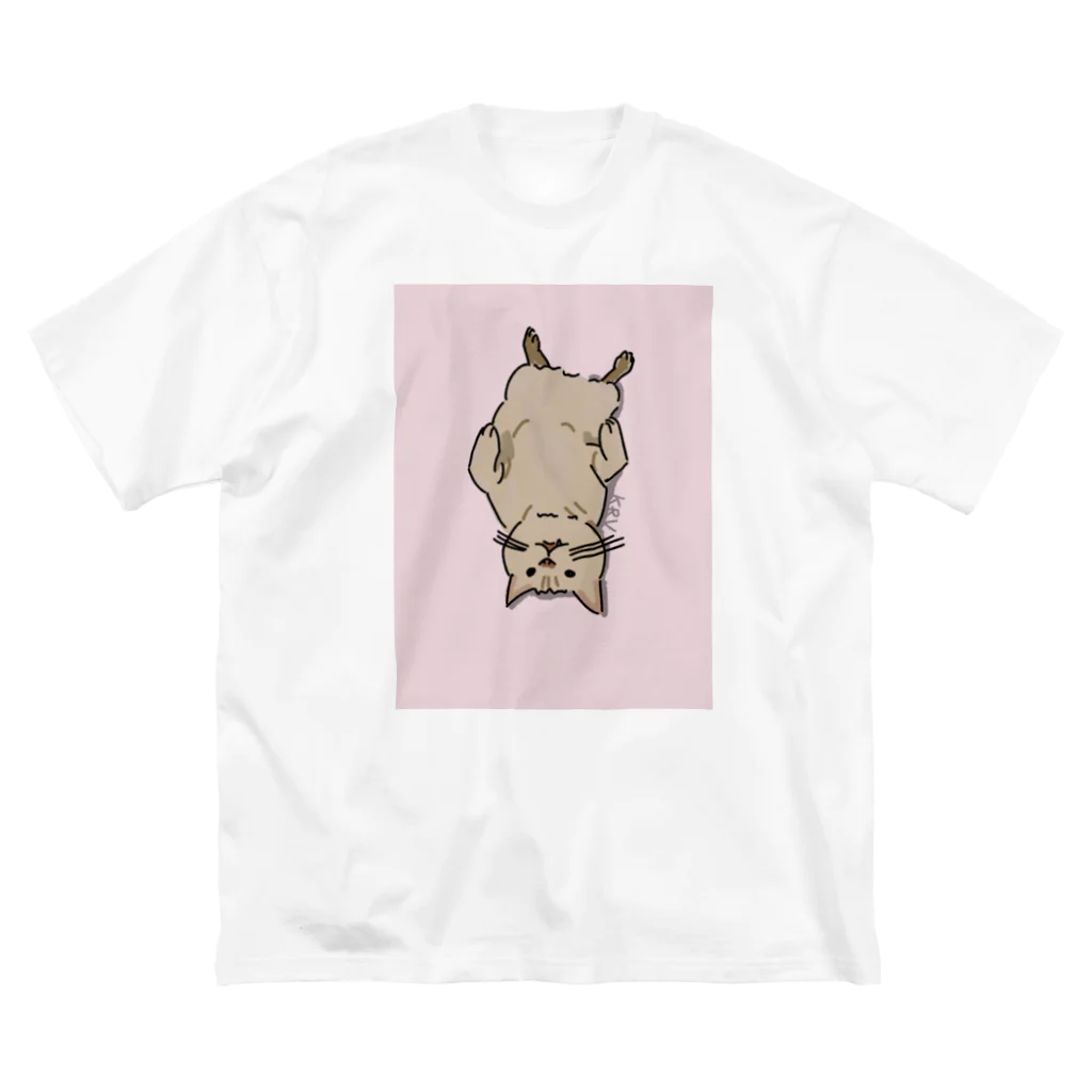 KaiRan-Van Storeのたぬしば へそ天Tシャツ ビッグシルエットTシャツ