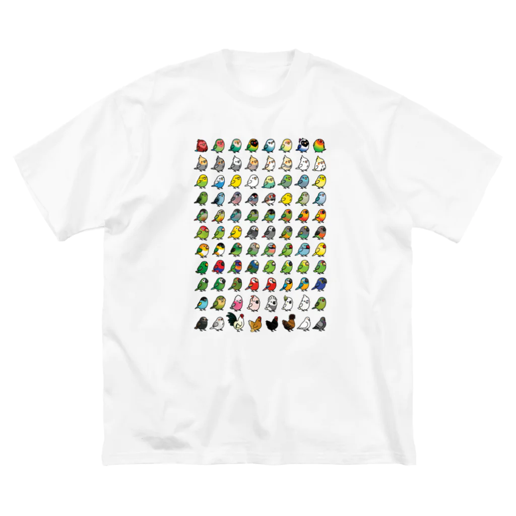 Cody the LovebirdのChubby Bird 鳥さん大集合 Big T-Shirt