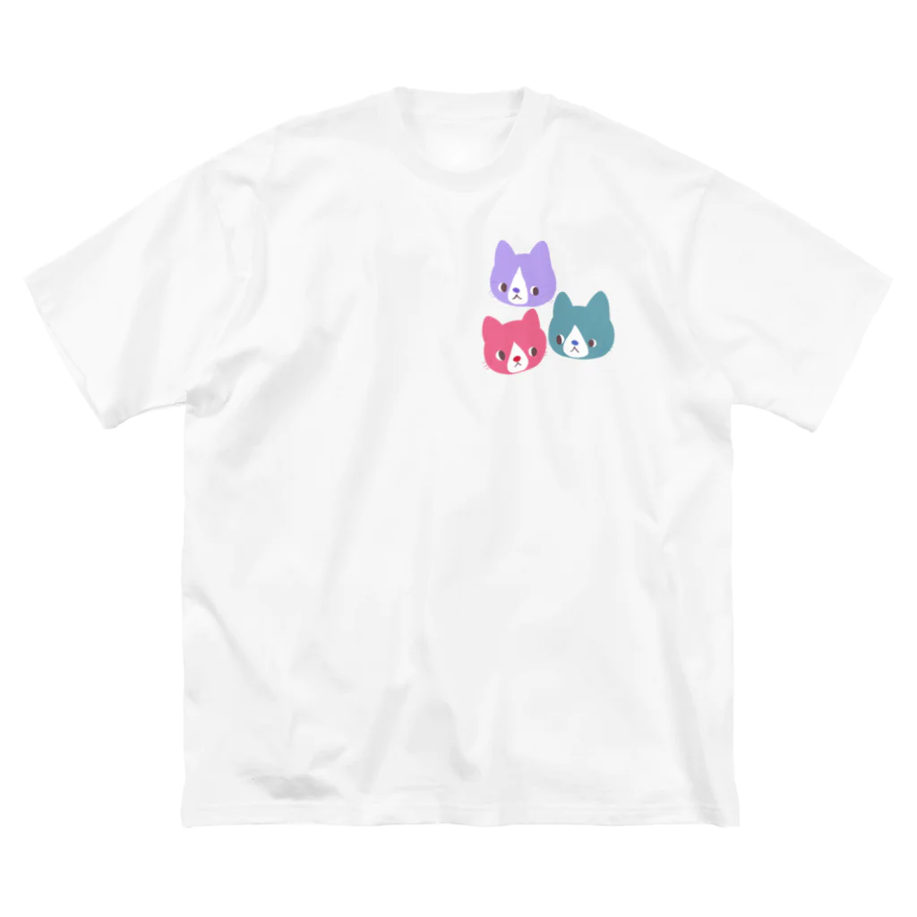 ぽんず保護猫40のくれよん猫 123 ビッグシルエットTシャツ