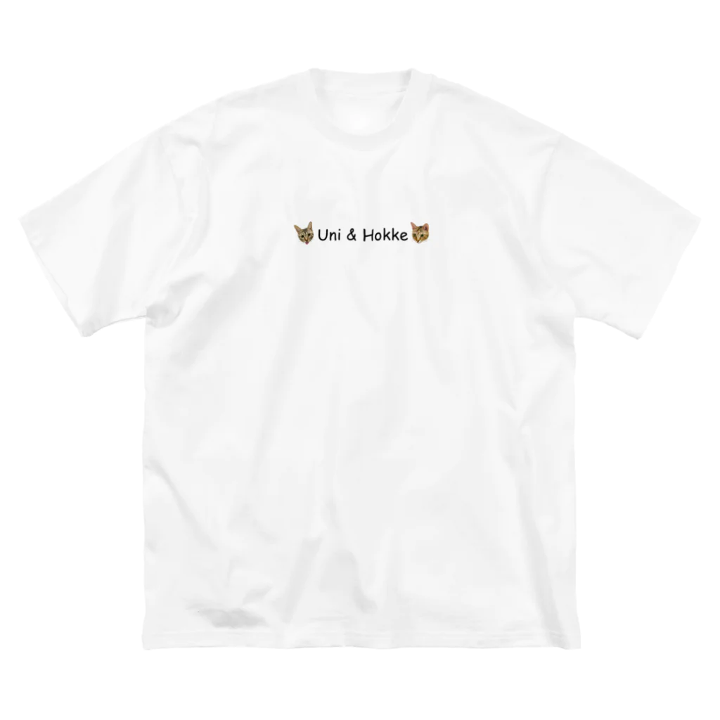 UniHo(うにほ)／愛猫 ネコグッズのUniHo 猫ズ総柄 ブラック ビッグシルエットTシャツ