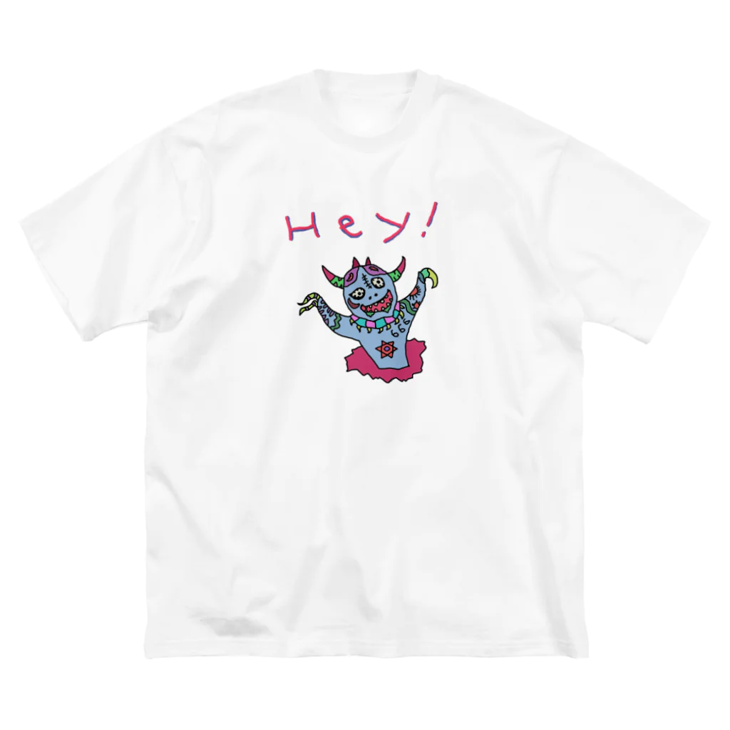 ガイコツの犬のHey！ ビッグシルエットTシャツ