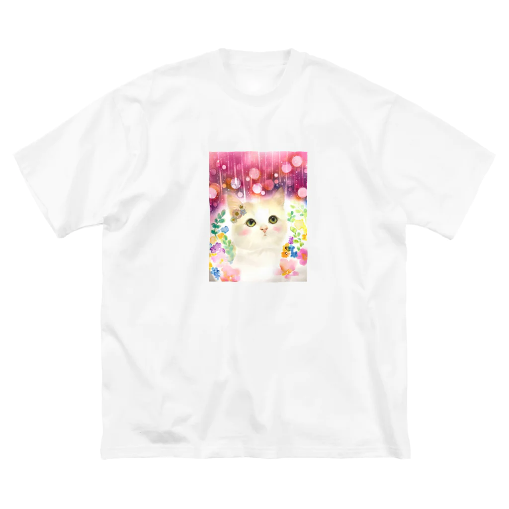 つるやみのりのキラキラ子猫 ビッグシルエットTシャツ