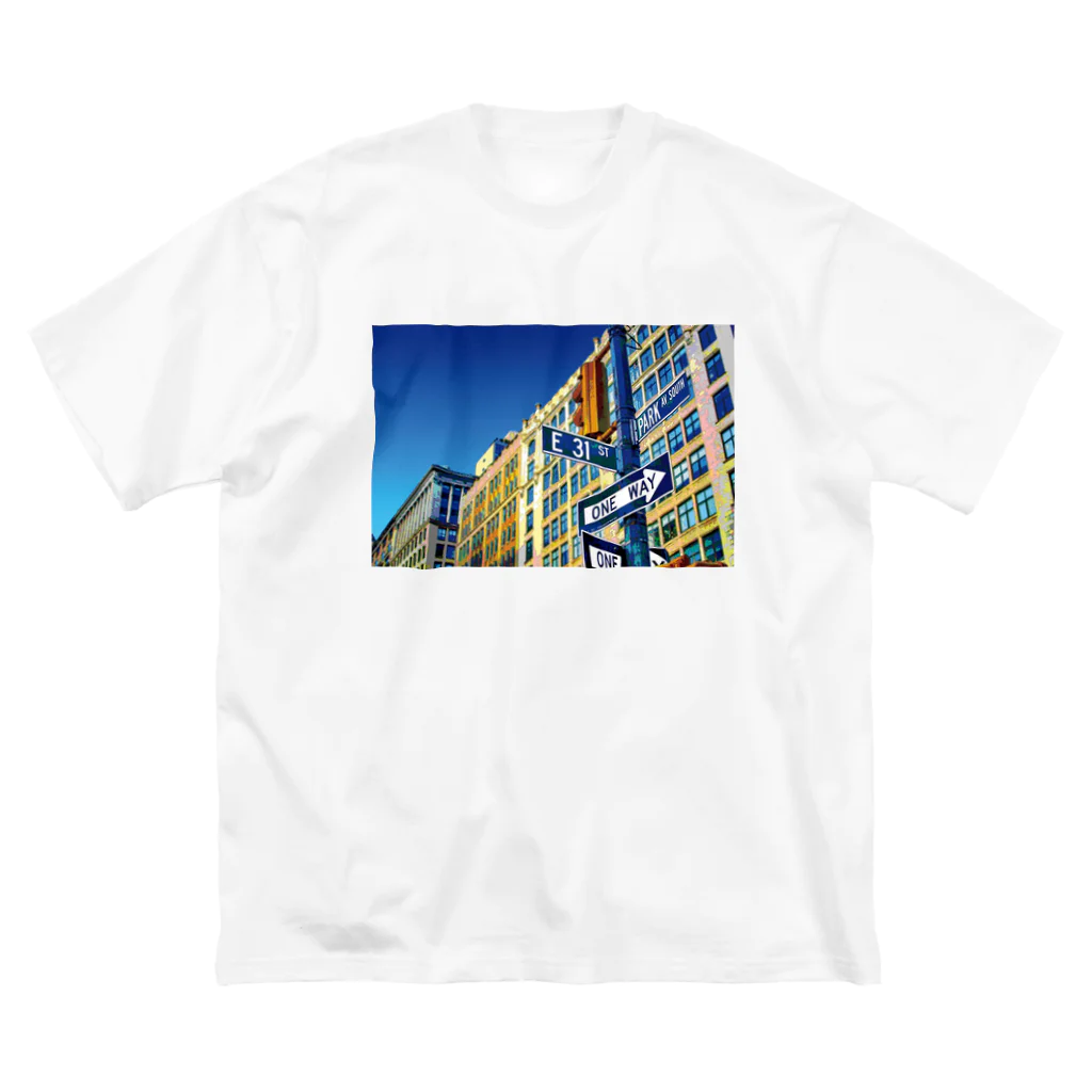 GALLERY misutawoのNYの街角 道路標識 ビッグシルエットTシャツ