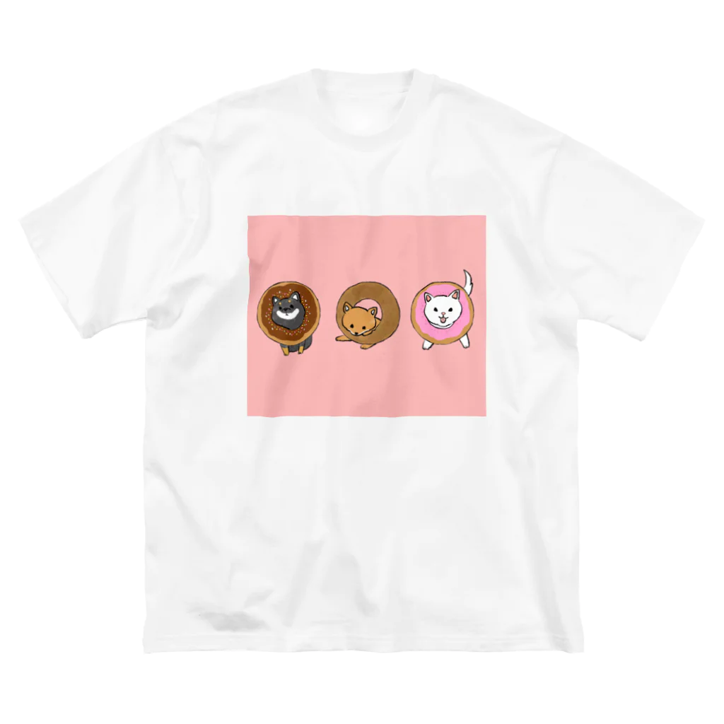 ともえのえ - 柴犬とか動物色々のShiba Donut (pink color) ビッグシルエットTシャツ