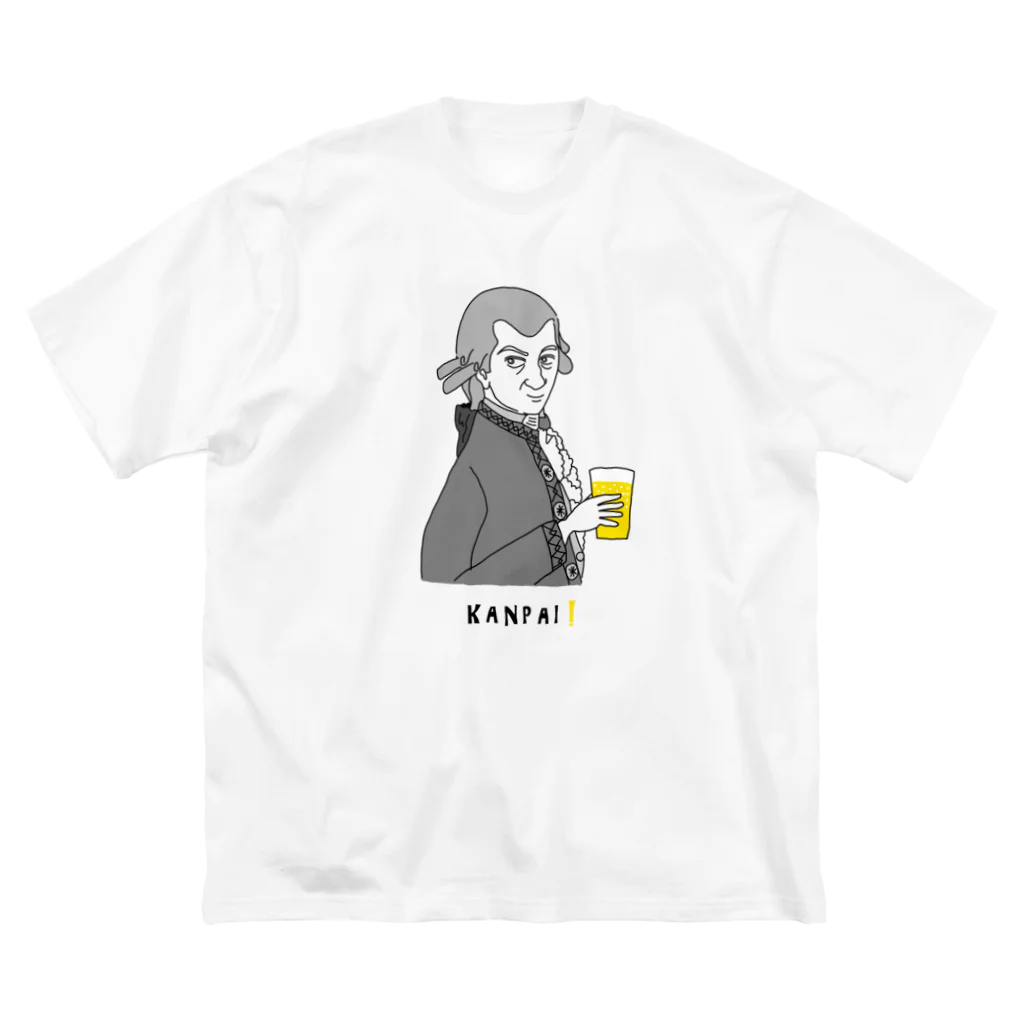 ビールとアート TM-3 Designの偉人 × BEER（モーツァルト）黒線画 ビッグシルエットTシャツ