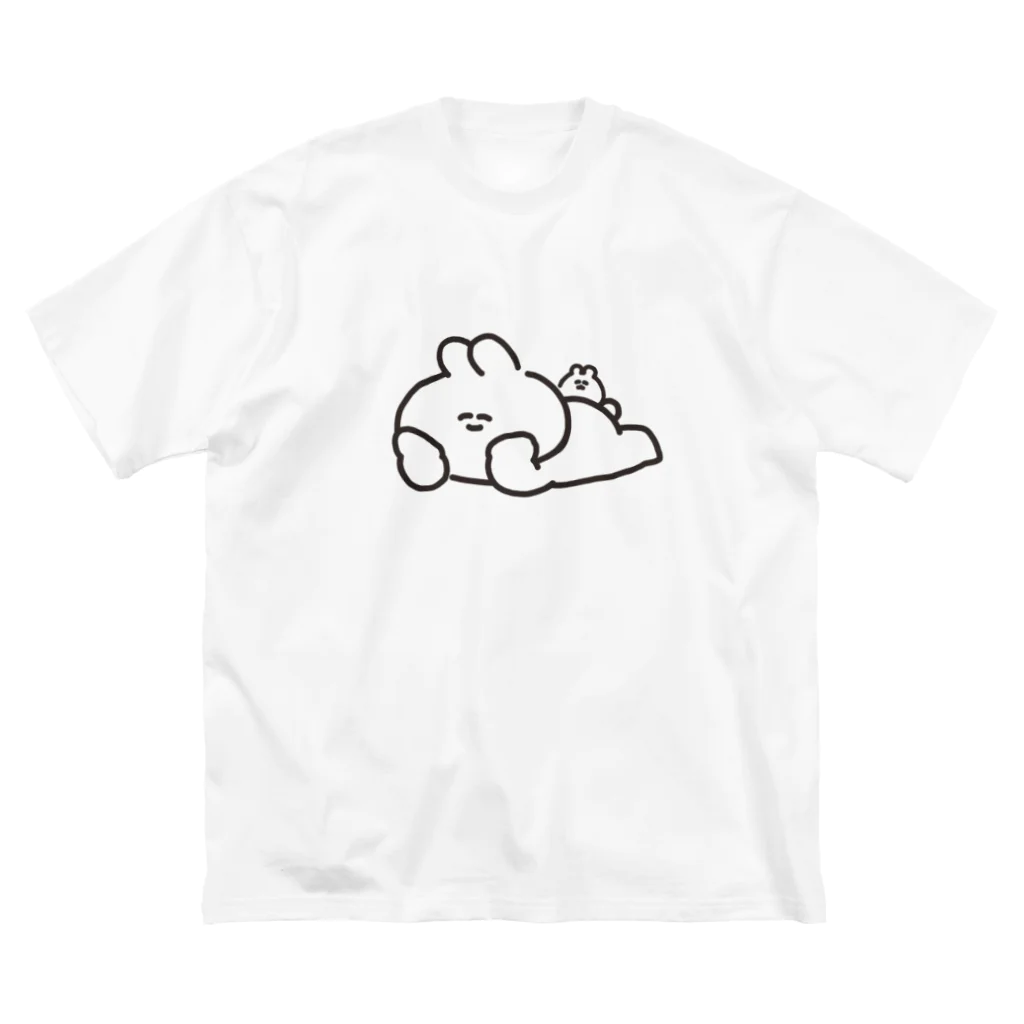 ナポリのSUZURIの寝そべりうさちゃんハムちゃん ビッグシルエットTシャツ