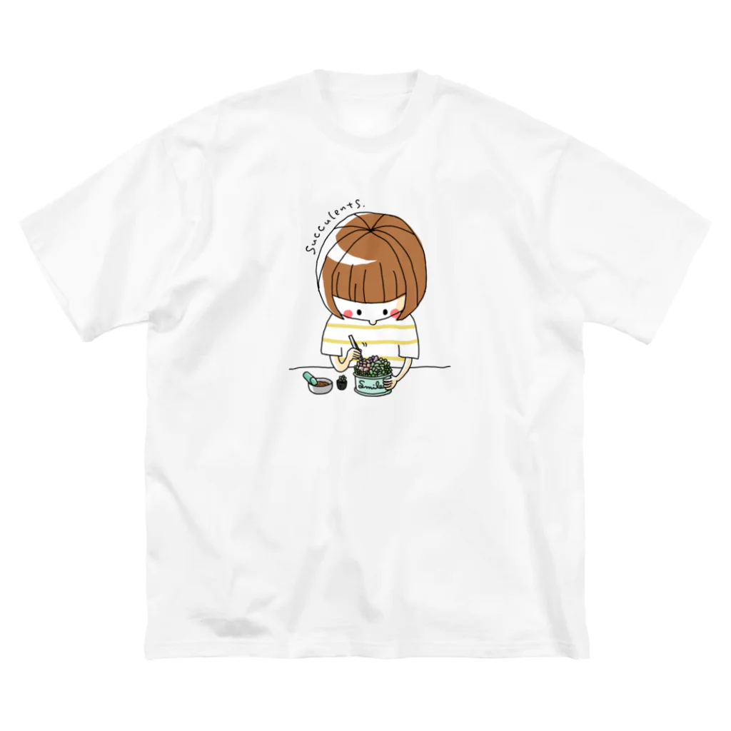 subarisuの多肉の寄せ植えをしている人(カラー) ビッグシルエットTシャツ