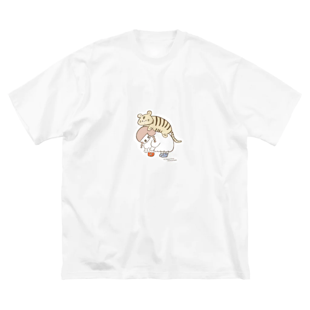 しゃもじてんこもりのトラをおぶって生きてます ビッグシルエットTシャツ